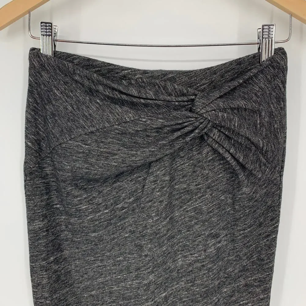 IRO Lousa Skirt Knotted Wrap Wool Blend Pencil Skirt, Heather Gray